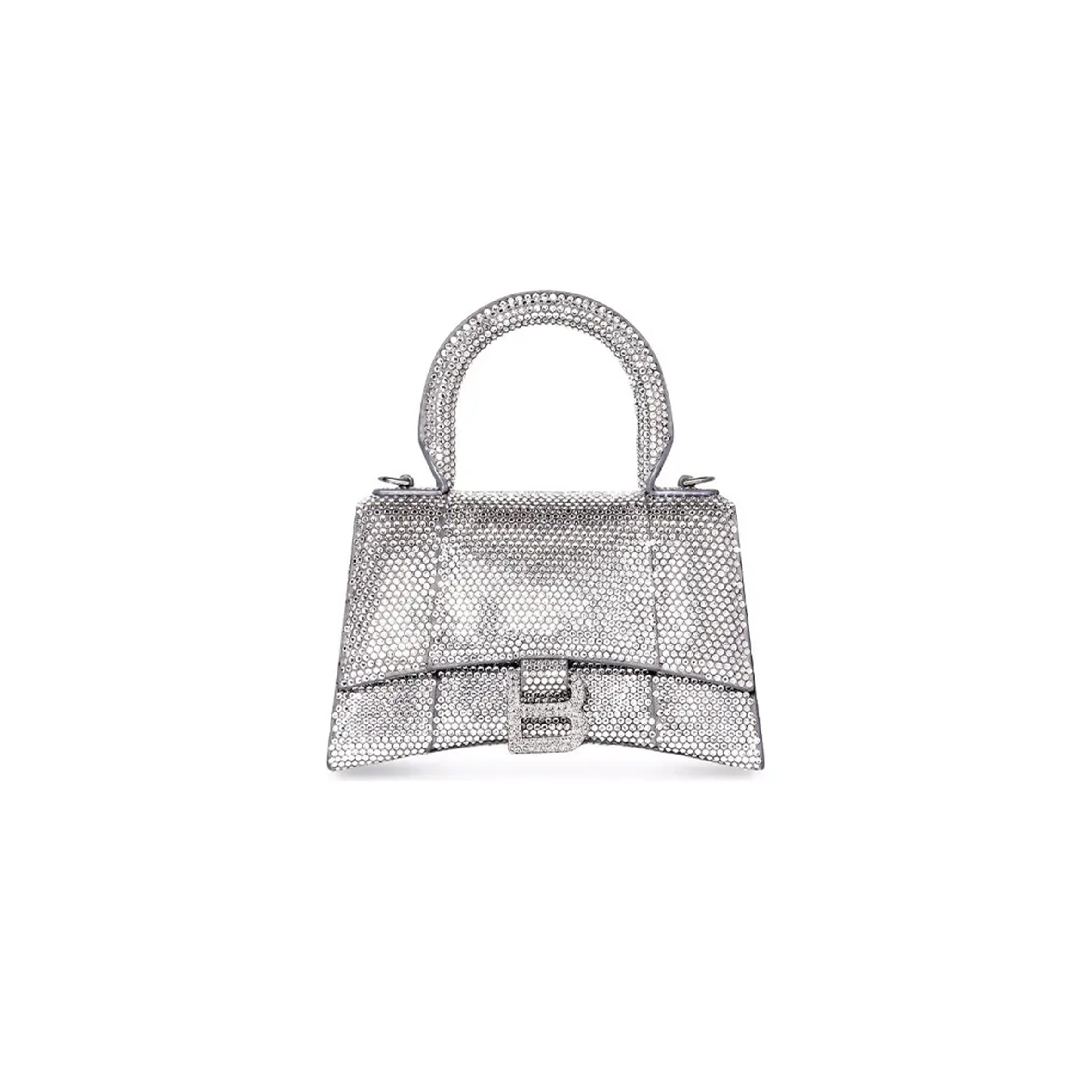 BALENCIAGA WOMEN'S HOURGLASS HANDBAG XS  WITH RHINESTONES GREY 59283328D0Y1272 (18.8*13*7.9cm)